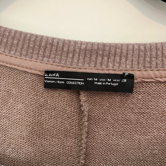 Zara Tan Ruffle Side-Slit Raglan Long Sleeve Sweater. Size M - Picture 4 of 4